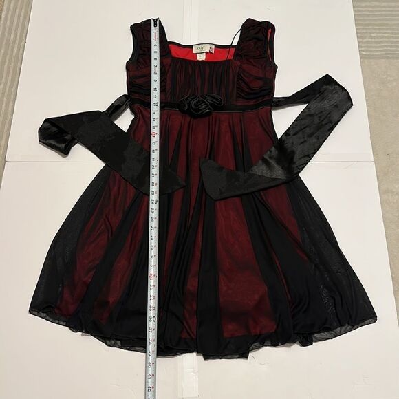 Vintage Jody California knee length red black sheer dress size 13/14 - Picture 12 of 12